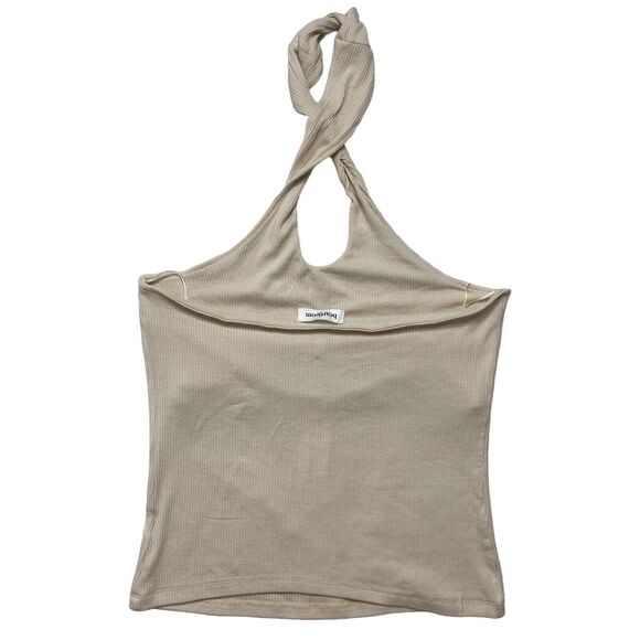 HEARTLOOM NEW Twist Tana Ribbed Halter in Ecru Beige Size Medium Tank Sleeveless - Picture 5 of 8